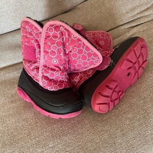 Pink and Black Quilted Snow Boots